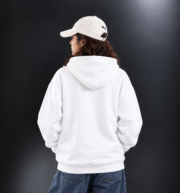 Solid White Drop Shoulder Oversized Hoodie Unisax - Image 5