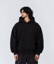 Solid black Drop Shoulder Oversized Hoodie
