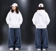 Solid White Drop Shoulder Oversized Hoodie Unisax - Image 2