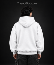 Solid White Drop Shoulder Oversized Hoodie Unisax - Image 3
