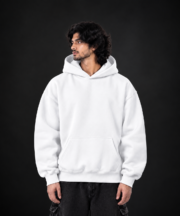 Solid White Drop Shoulder Oversized Hoodie Unisax