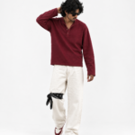 MAROON HENLEY BOXY FIT T-SHIRT